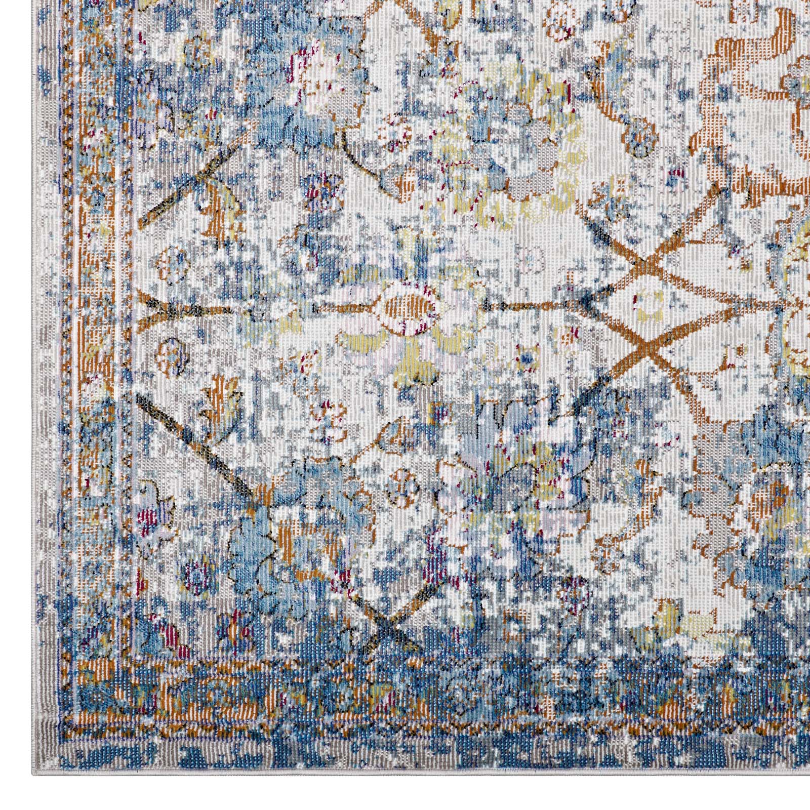 Minu Distressed Floral Lattice 4x6 Area Rug by Modway