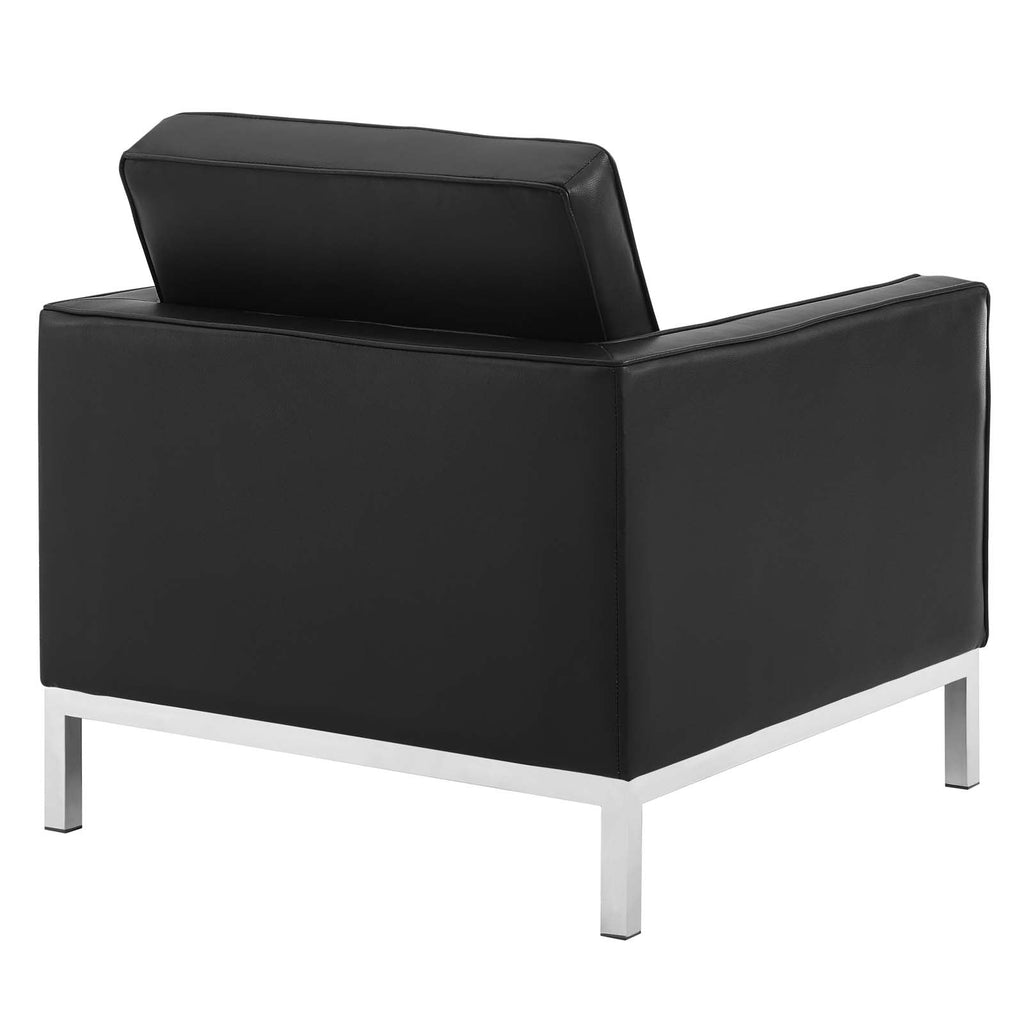 Loft Tufted Upholstered Faux Leather Sofa and Armchair Set by Modway