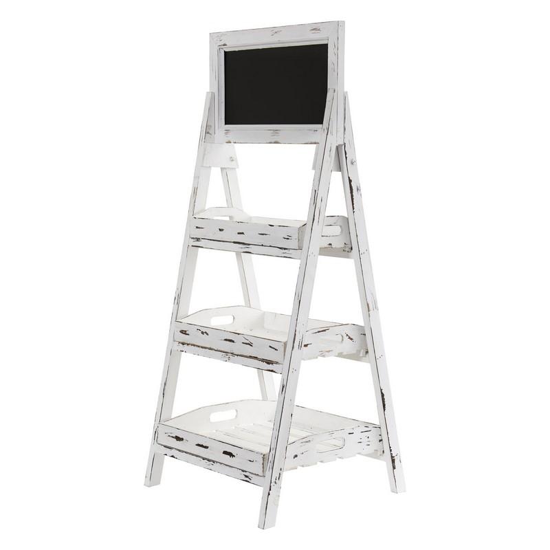 3' White Washed Farmhouse Stand with Chalkboard