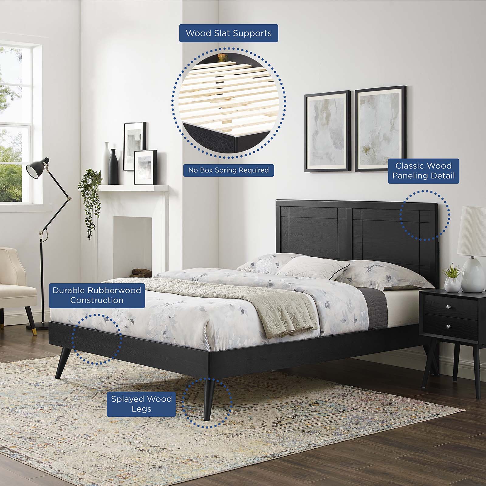 Marlee Wood King Platform Bed With Splayed Legs by Modway