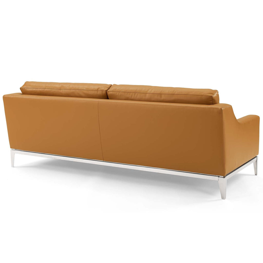 Harness Stainless Steel Base Leather Sofa and Loveseat Set by Modway