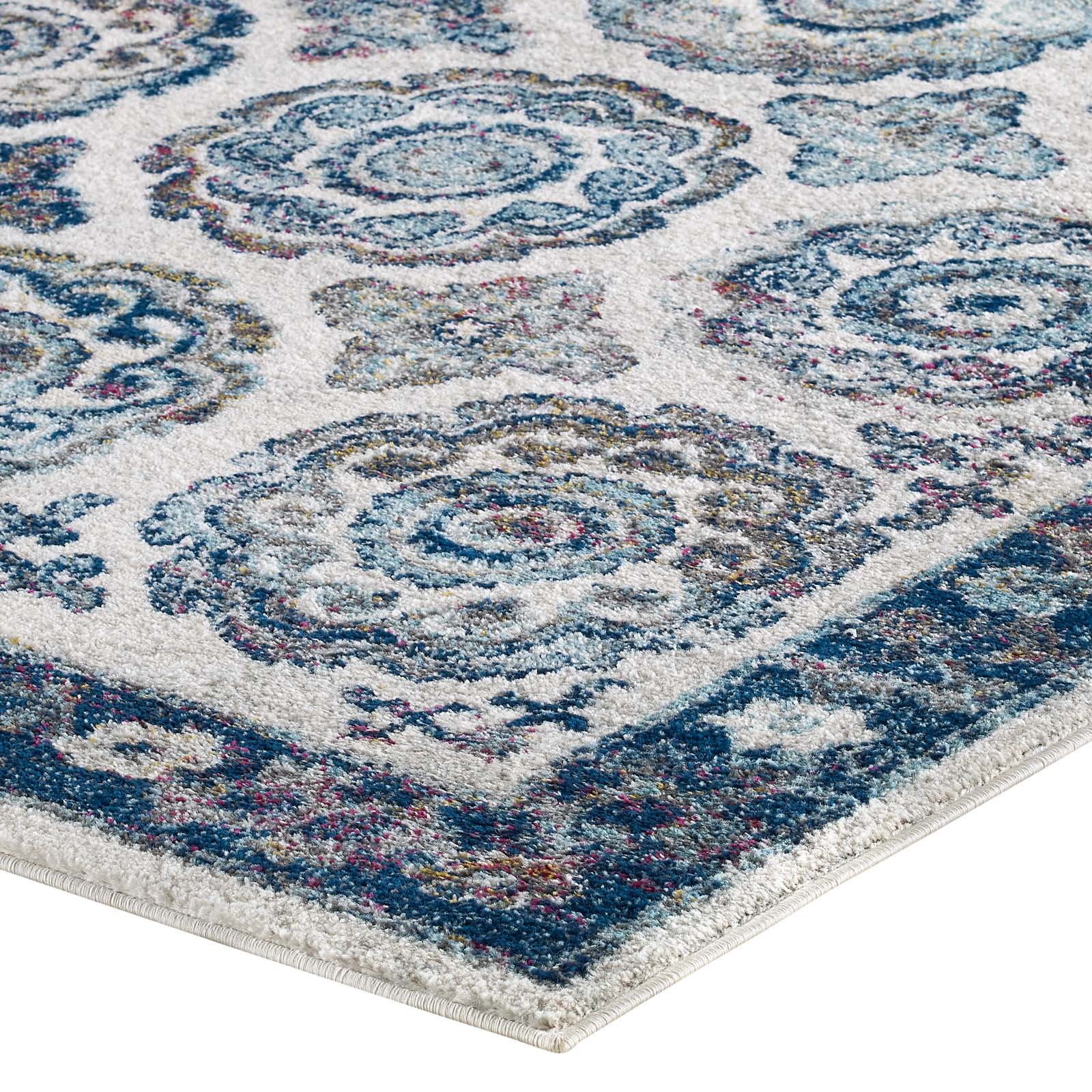 Entourage Odile Distressed Floral Moroccan Trellis 8x10 Area Rug by Modway