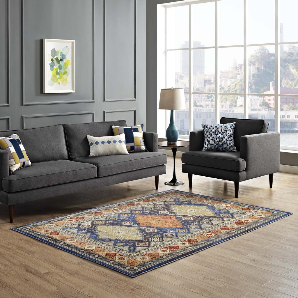 Atzi Distressed Southwestern Diamond Floral 5x8 Area Rug by Modway