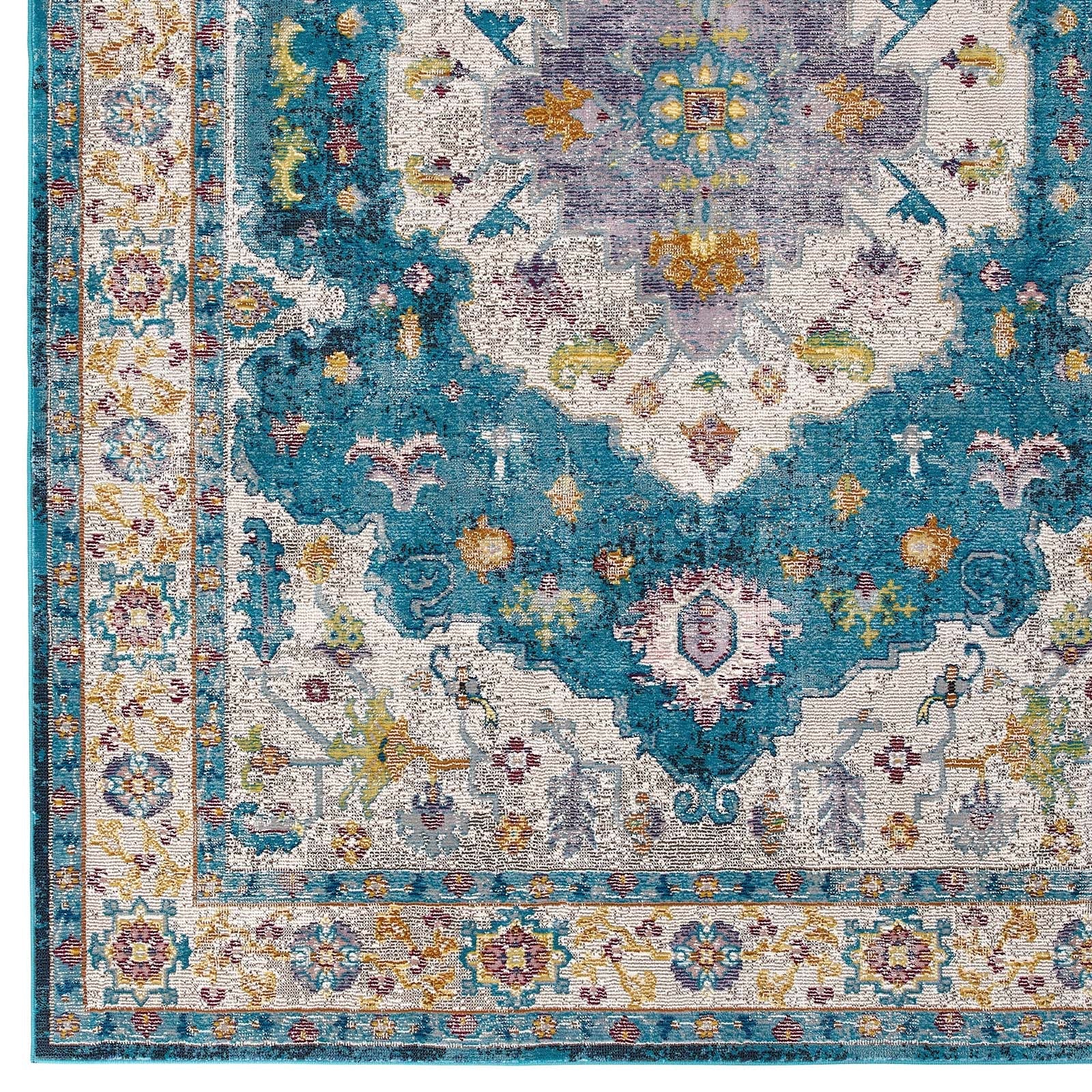 Success Anisah Distressed Floral Vintage Medallion 5x8 Area Rug by Modway