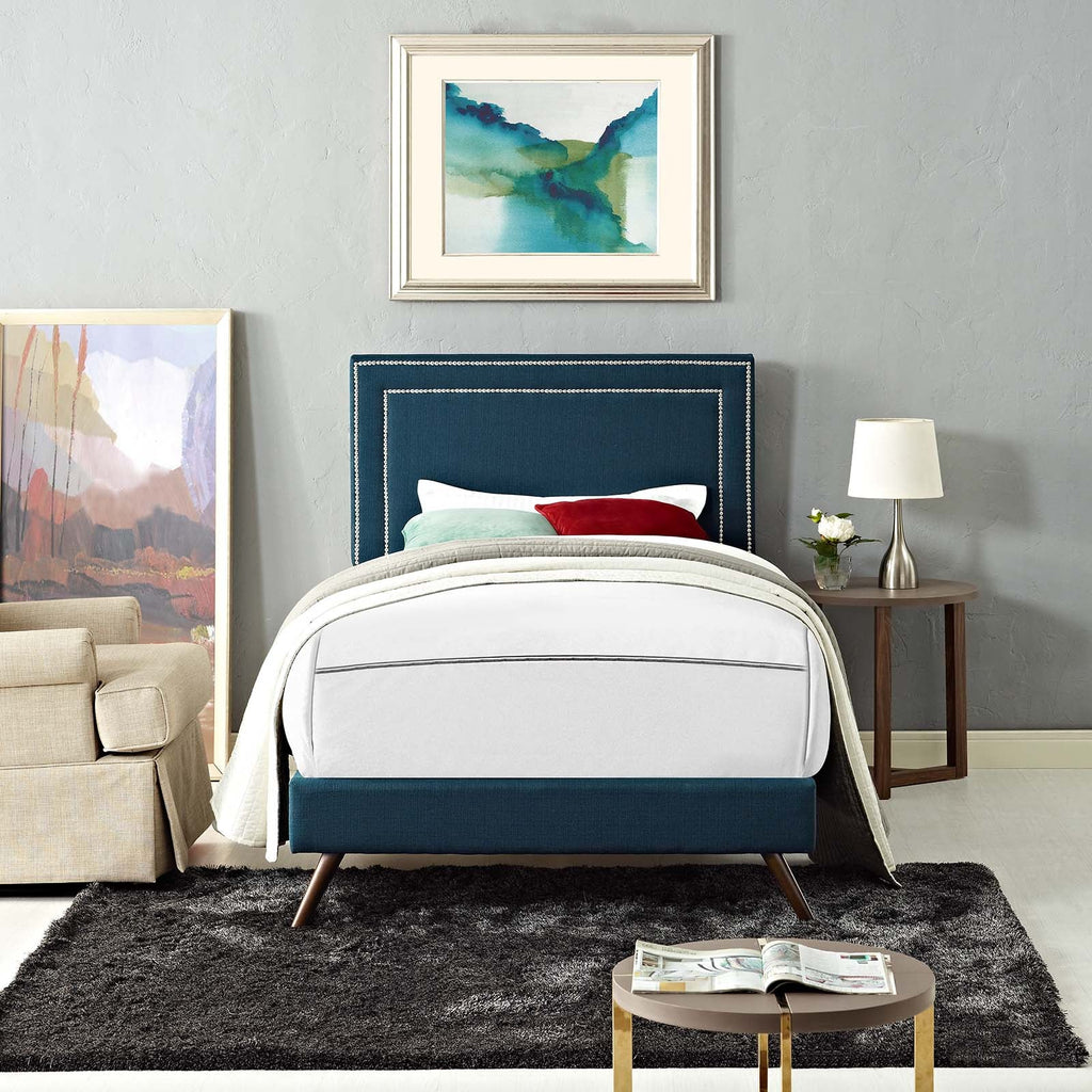 Virginia Fabric Twin Platform Bed with Round Splayed Legs by Modway
