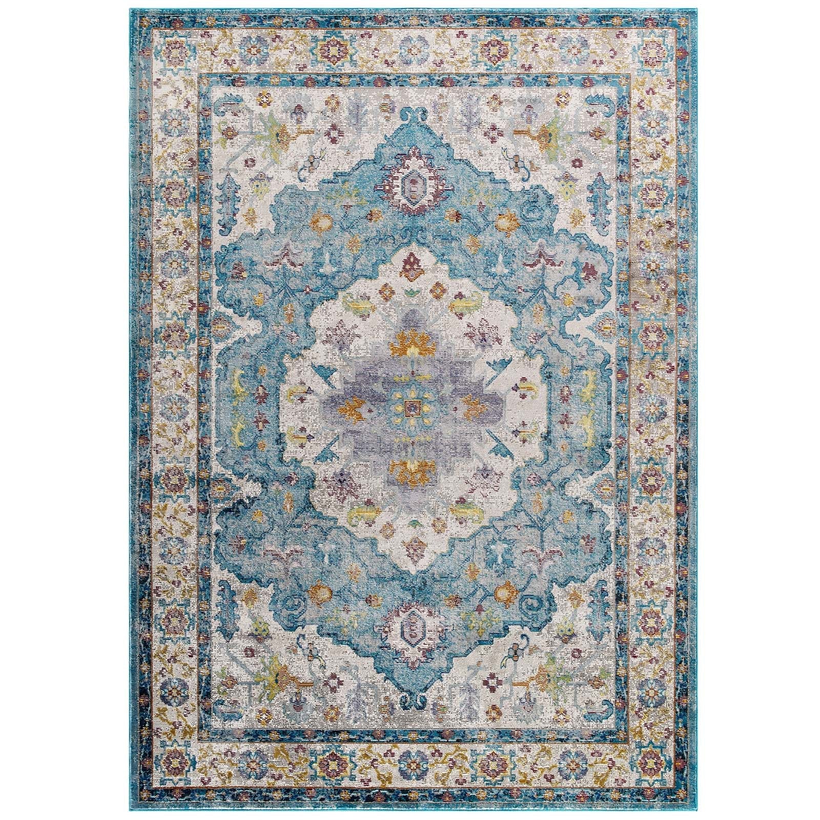 Success Anisah Distressed Floral Vintage Medallion 4x6 Area Rug by Modway