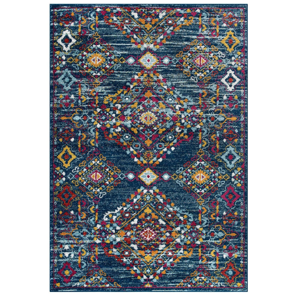 Entourage Khalida Distressed Vintage Floral Lattice 5x8 Area Rug by Modway