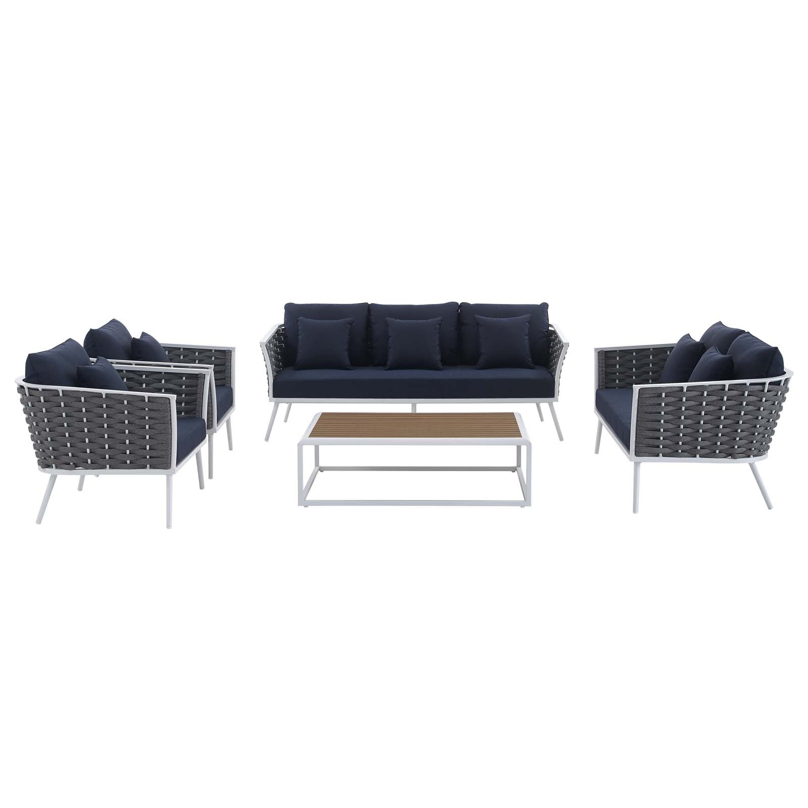 Stance 5 Piece Outdoor Patio Aluminum Sectional Sofa Set by Modway