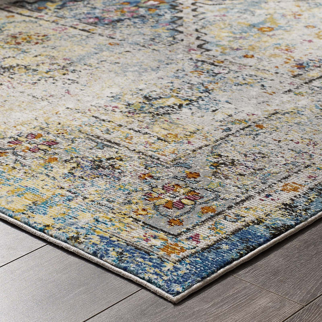 Success Jacinda Distressed Vintage Floral Vintage Medallion 8x10 Area Rug by Modway