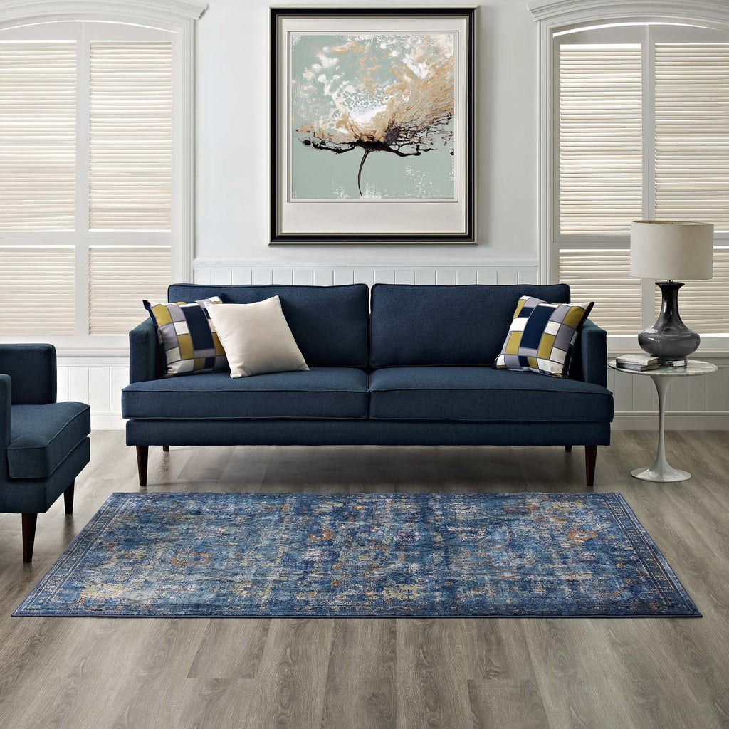 Minu Distressed Floral Lattice 5x8 Area Rug by Modway