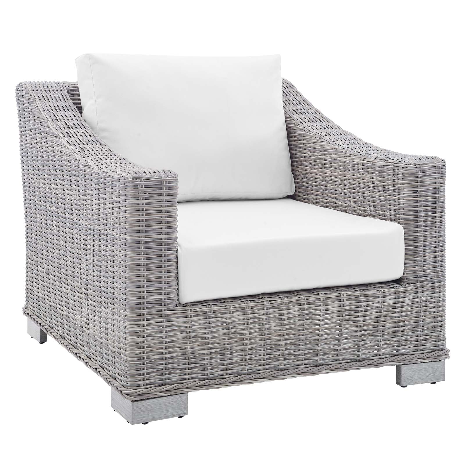 Conway 2-Piece Sunbrella¨ Outdoor Patio Wicker Rattan Armchair and Ottoman Set by Modway