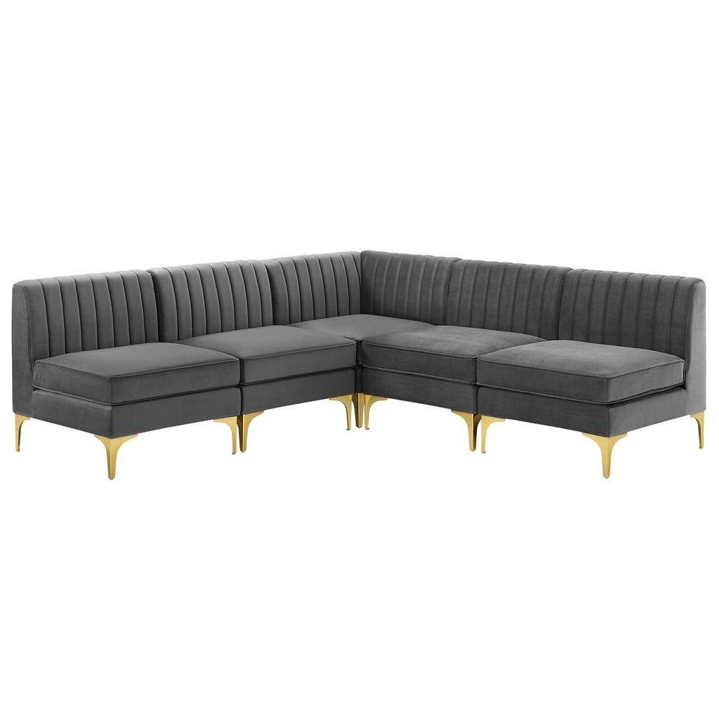 Triumph 5-Piece Channel Tufted Performance Velvet Sectional Sofa by Modway