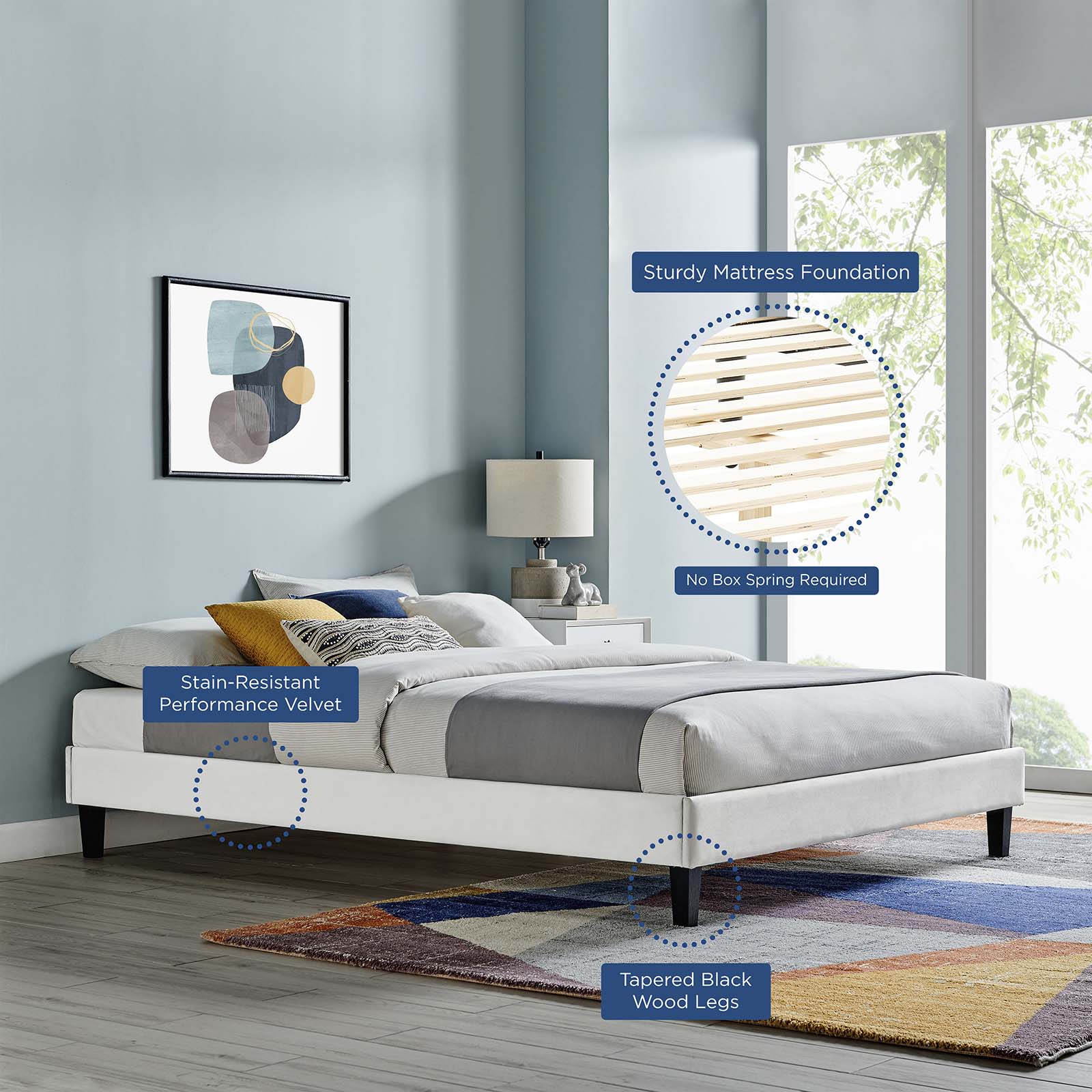 Reign Performance Velvet King Platform Bed Frame by Modway