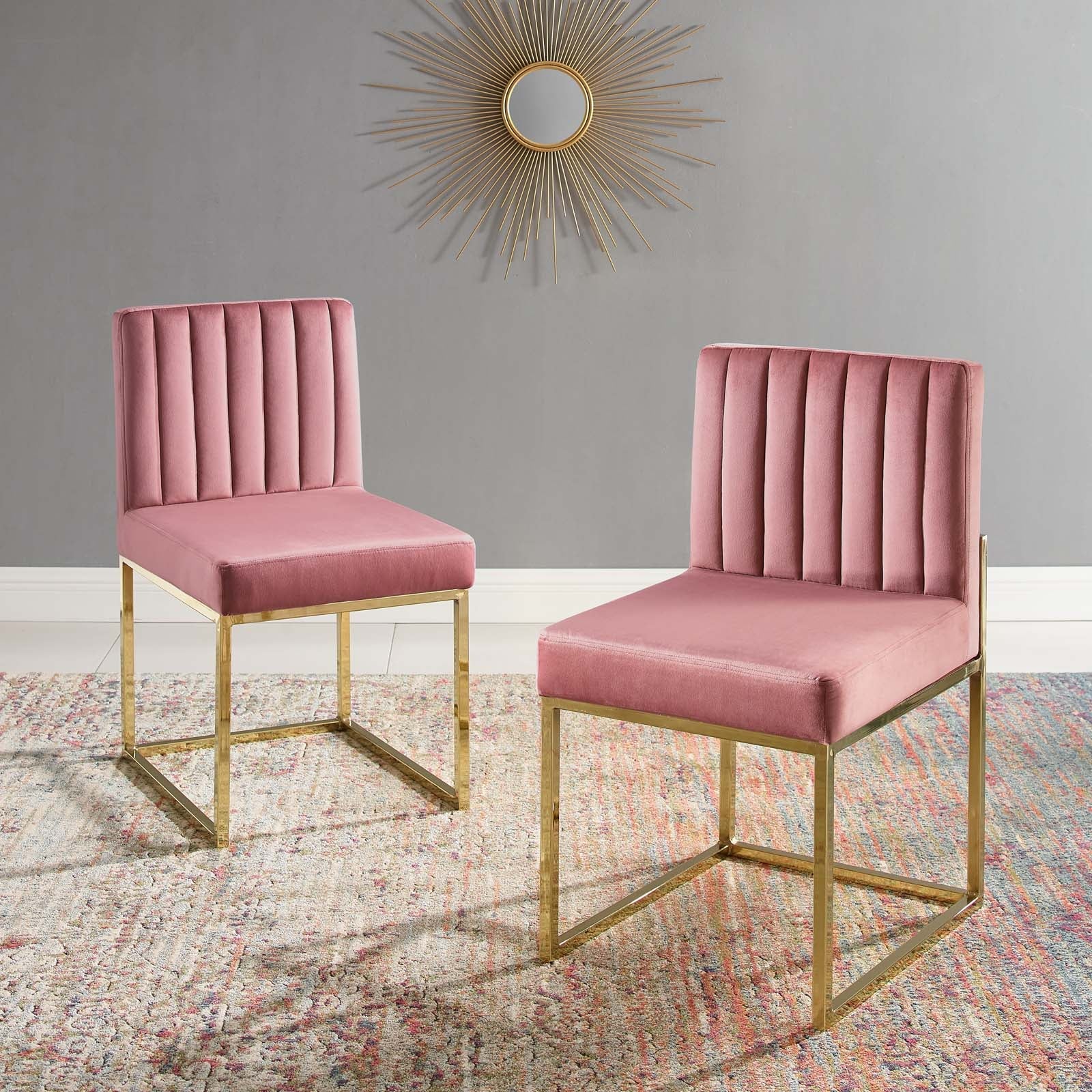 Carriage Performance Velvet Dining Chair Set of 2 by Modway