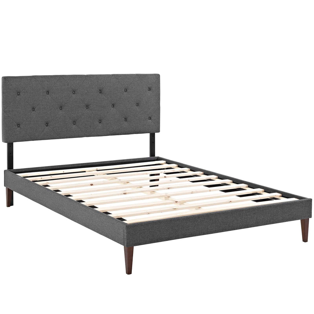 Tarah Fabric King Platform Bed with Squared Tapered Legs by Modway