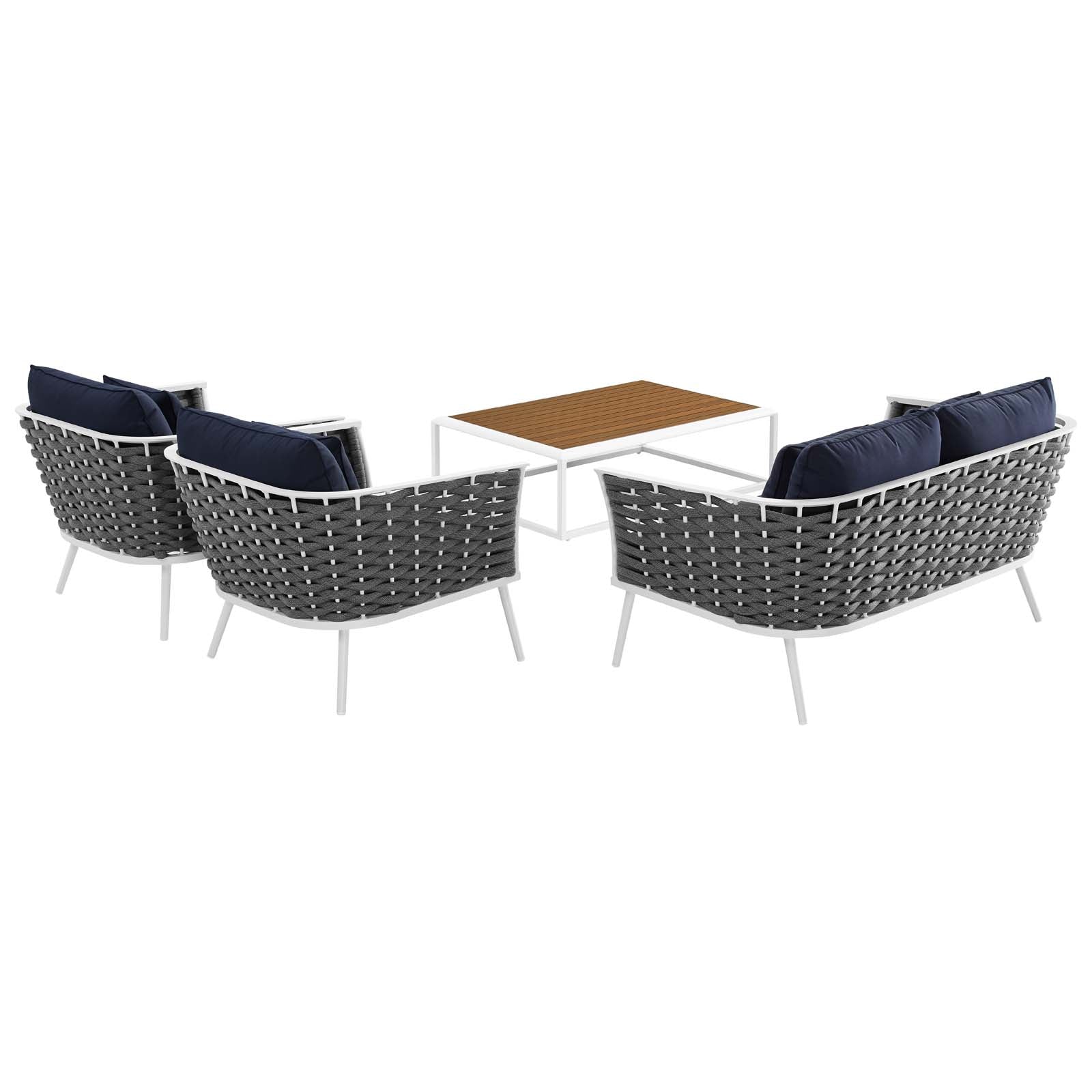 Stance 4 Piece Outdoor Patio Aluminum Sectional Sofa Set by Modway