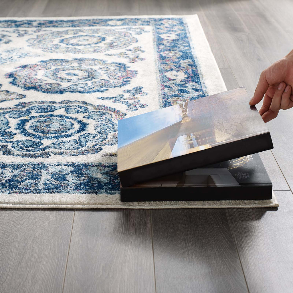 Entourage Odile Distressed Floral Moroccan Trellis 8x10 Area Rug by Modway