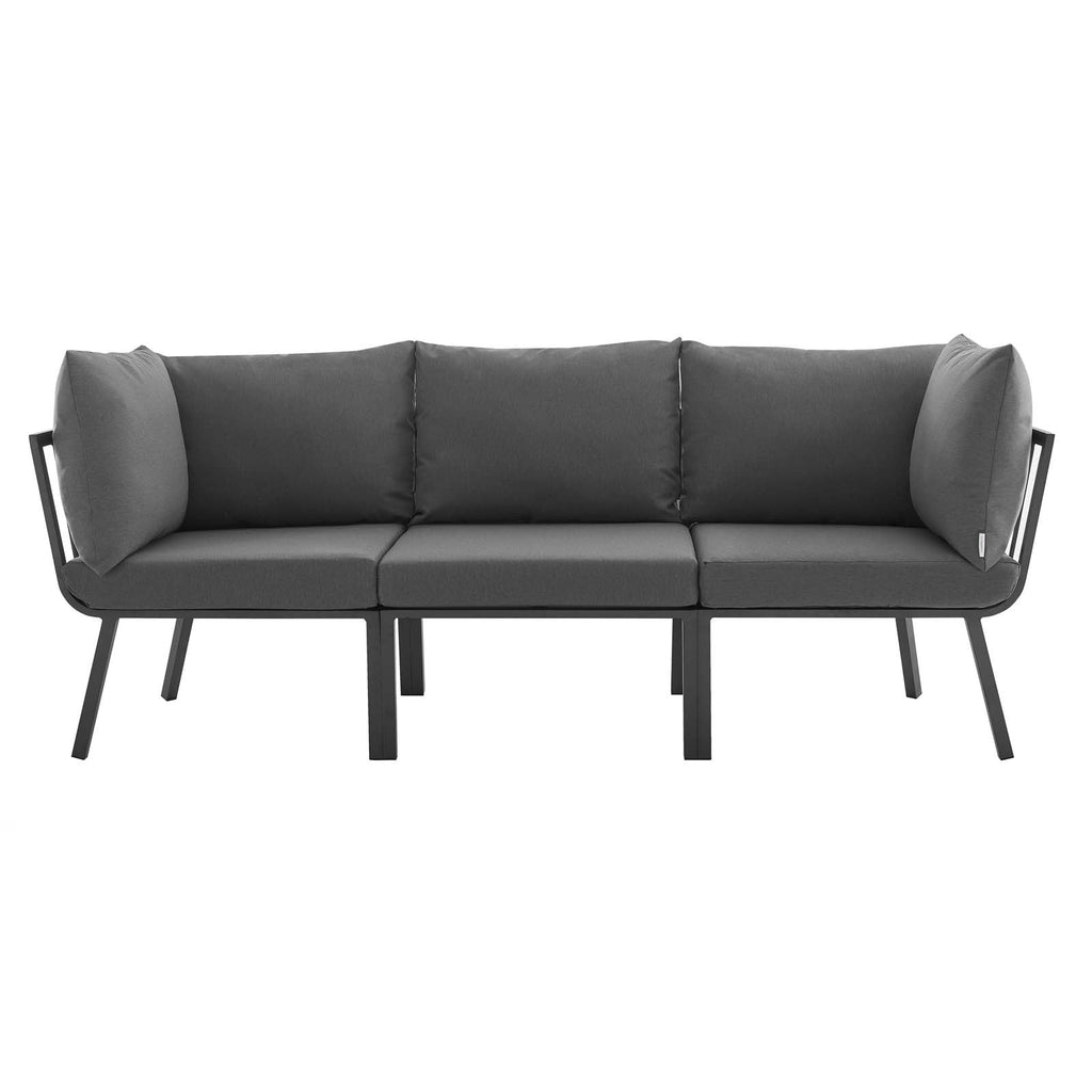 Riverside 3 Piece Outdoor Patio Aluminum Sectional Sofa Set by Modway