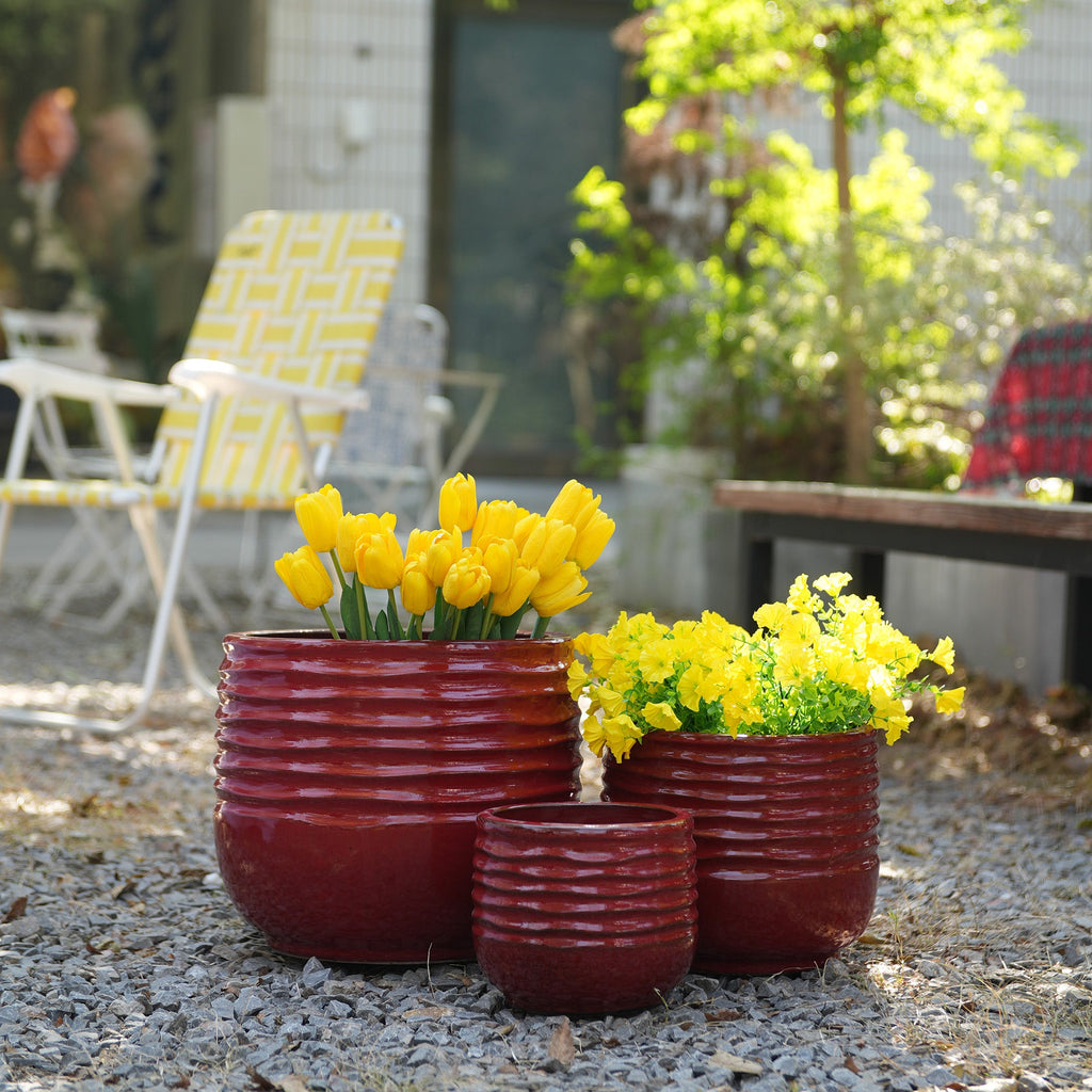 Handmade Glazed Ceramic Planter Set of 3