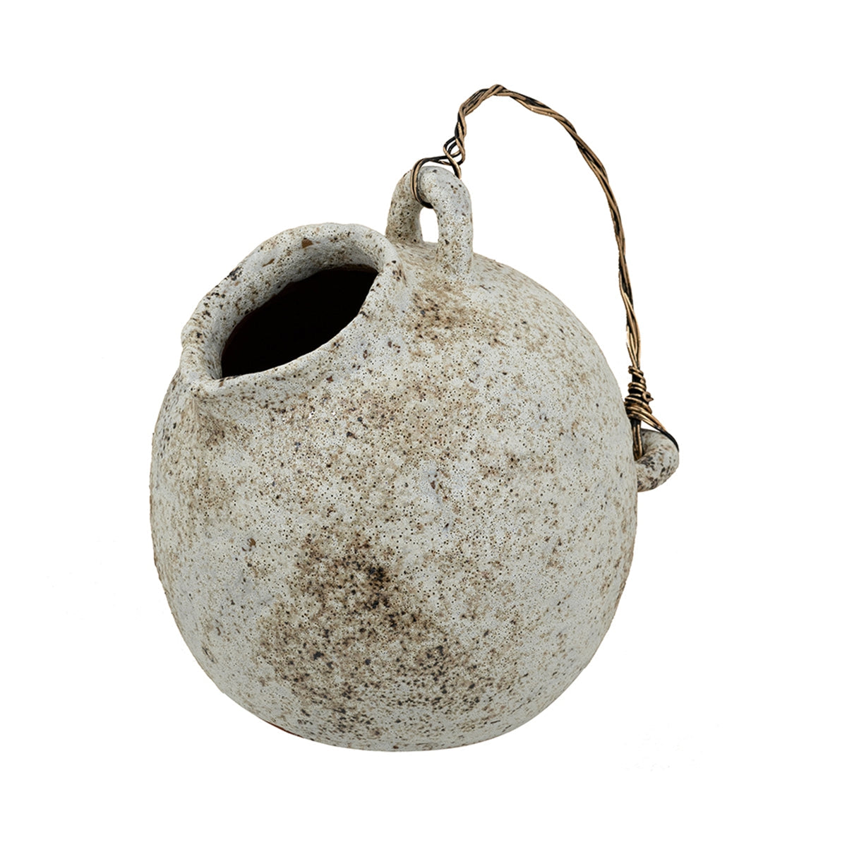 9.8x8.3x10.3" Hand-Pulled Decorative Ceramic Jug with Worn Finish
