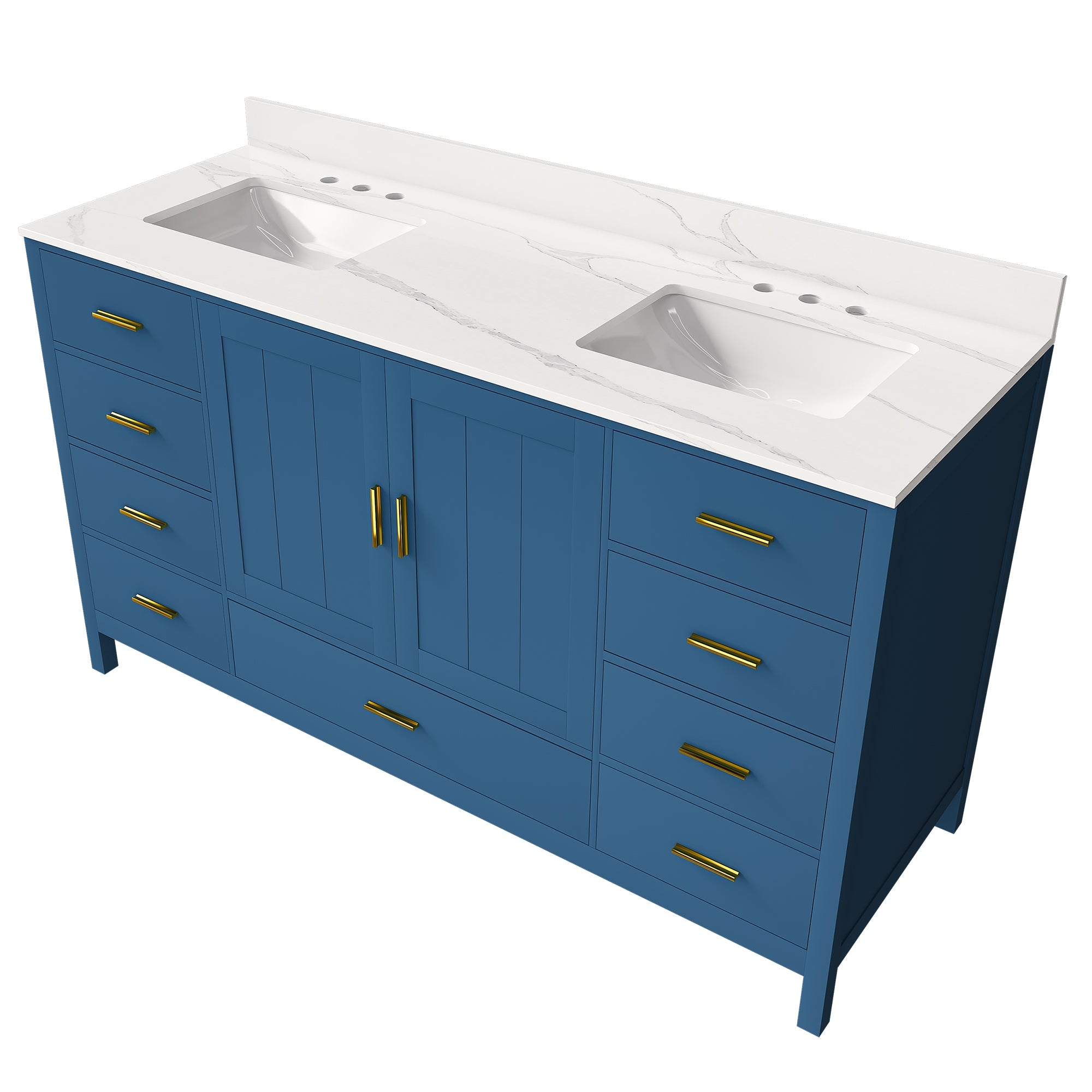 60" Solid Wood Bathroom Vanity with Double Sinks