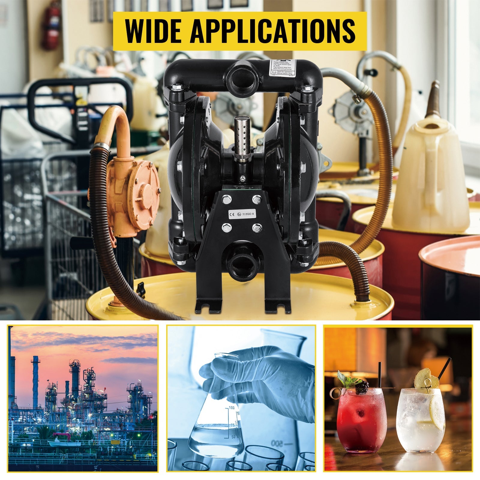 Air-Operated Double Diaphragm Pump 1 Inch Inlet/Outlet Aluminum