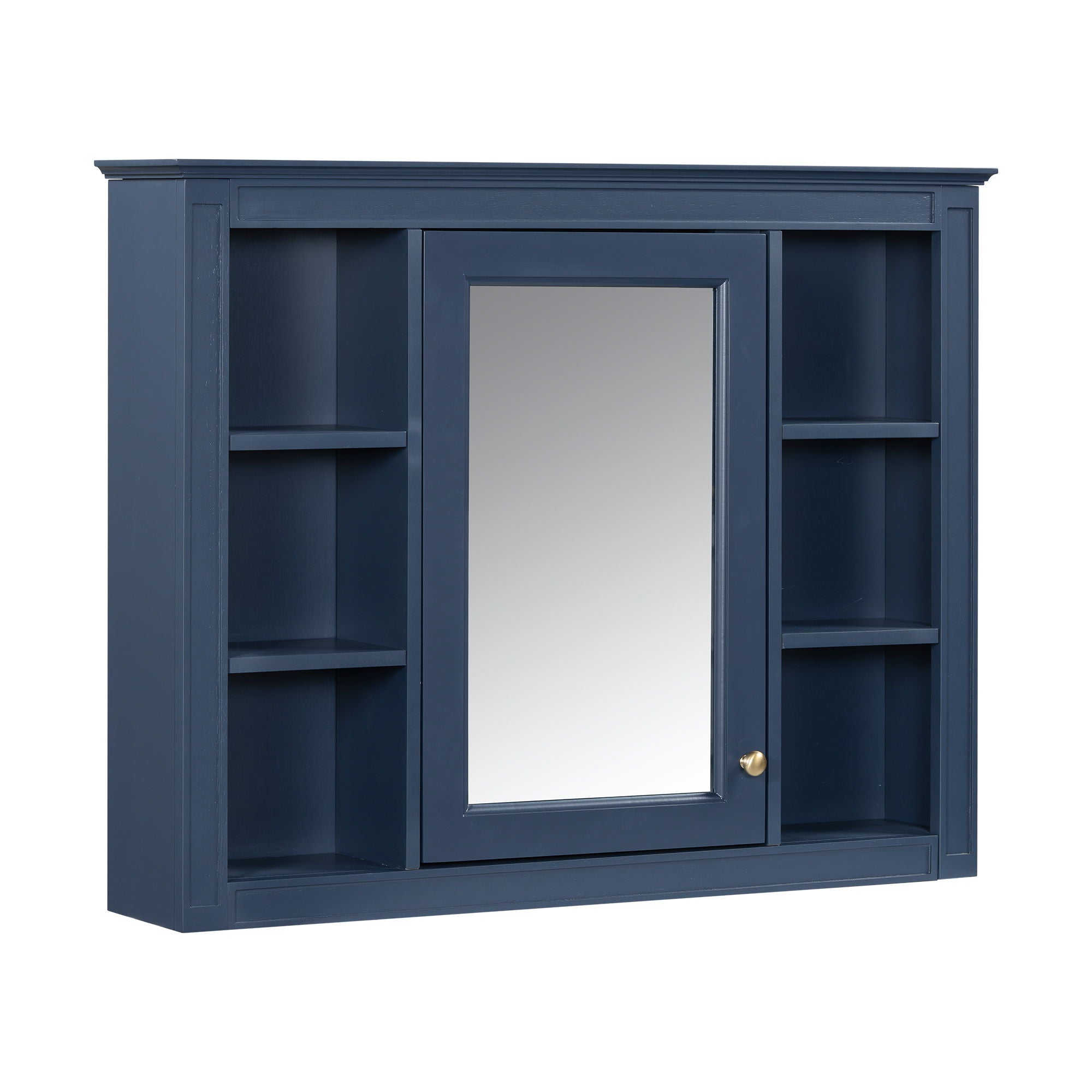 Wall Mounted Medicine Cabinet With Mirror and 6 Open Shelves