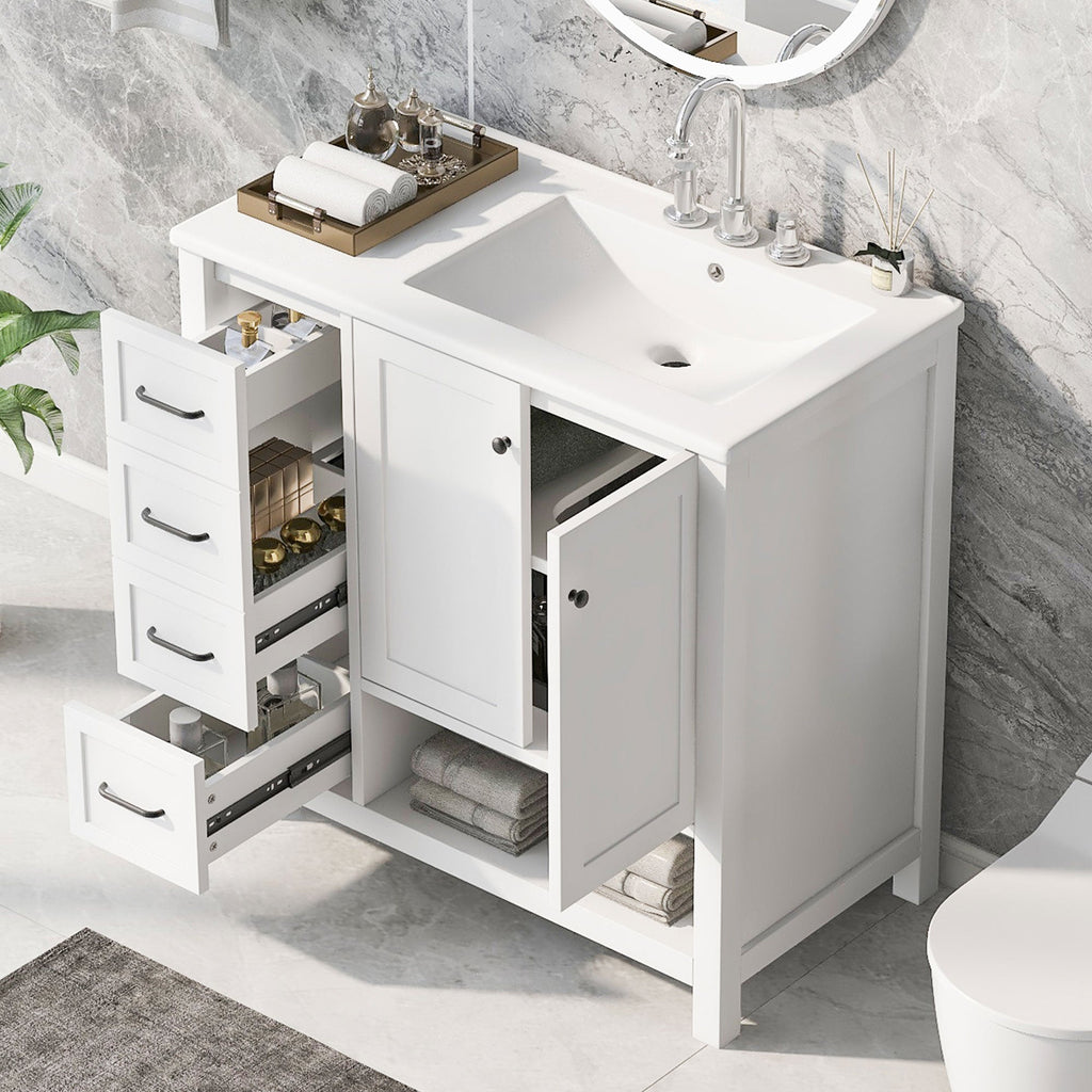 36" Bathroom Vanity with Sink Top and Storage Cabinet