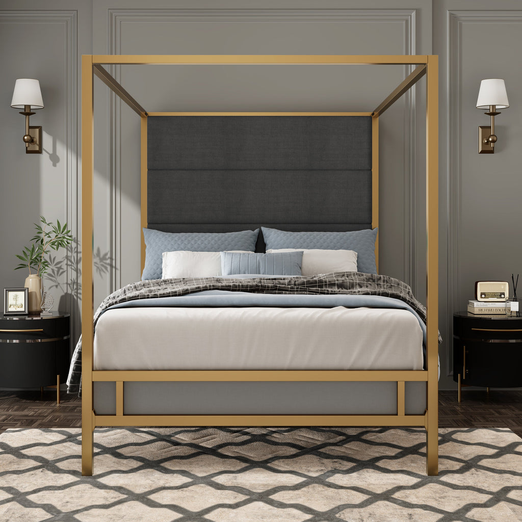 Modern Gold Metal Canopy Bed