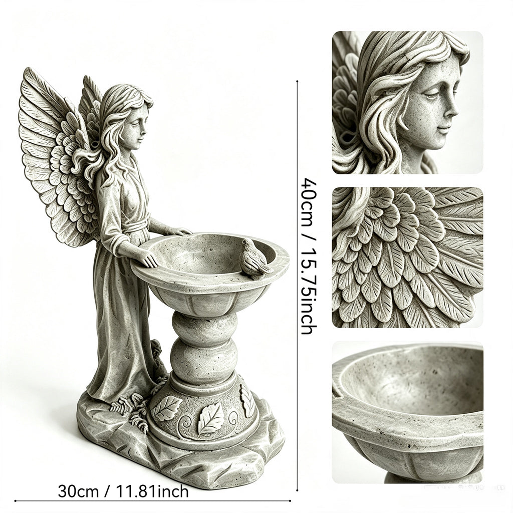 15.35" High Angel Bird Bath Sculpture