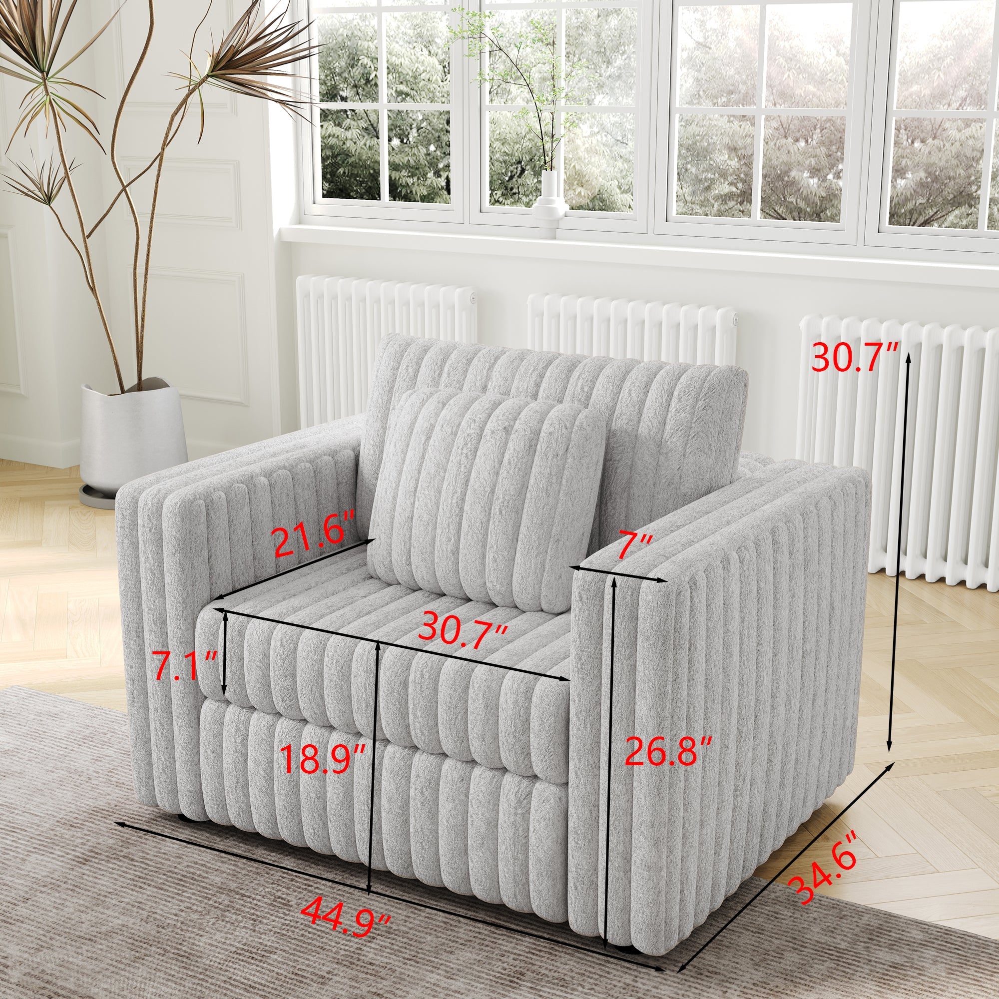 44.9" Modular Sofa Single - Light Gray