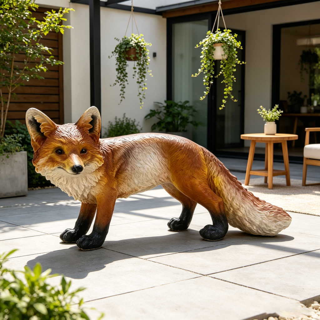 19.69" Long Realistic Red Fox Statue