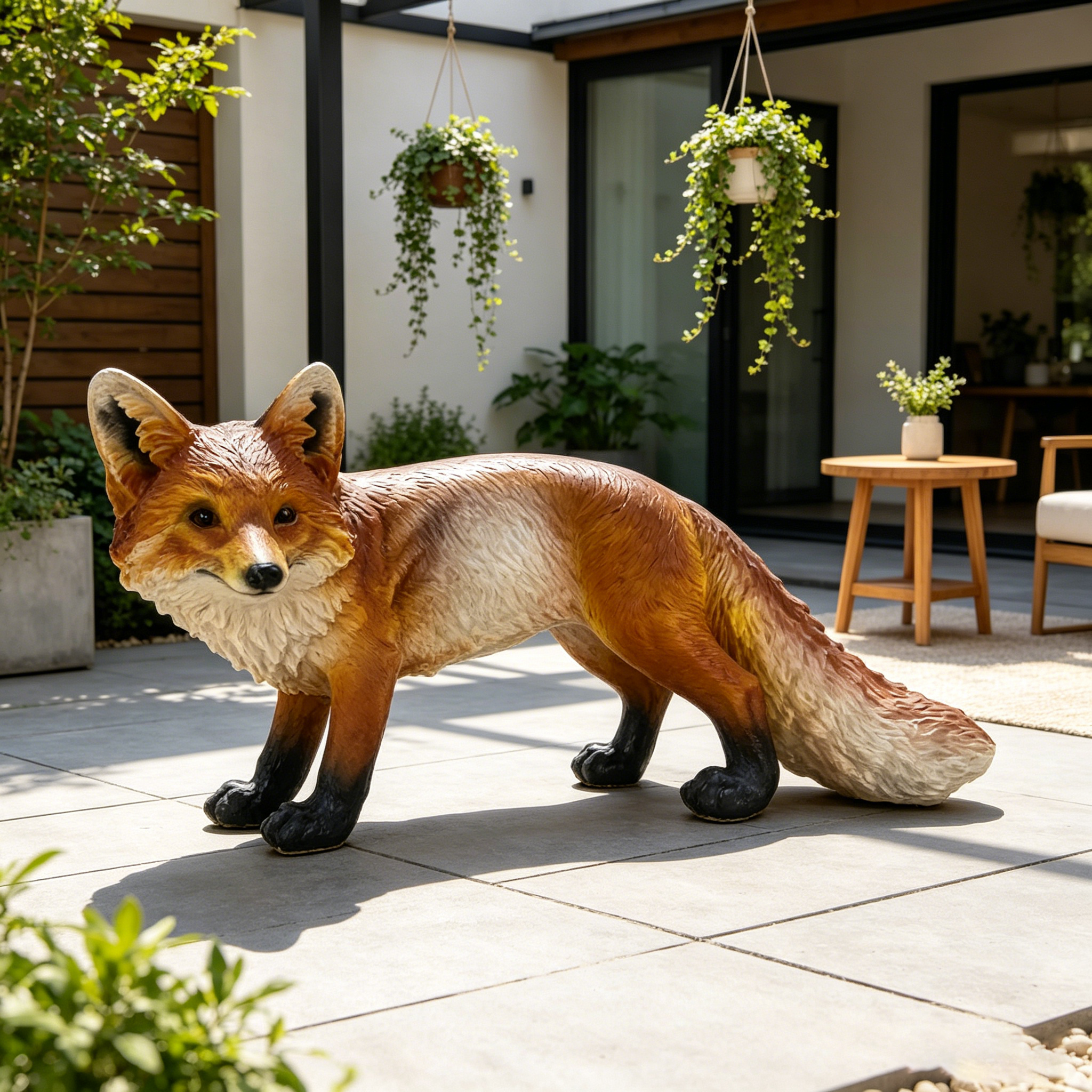 19.69" Long Realistic Red Fox Statue