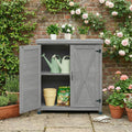 Potting Bench with Storage Cabinet and Metal Table Top