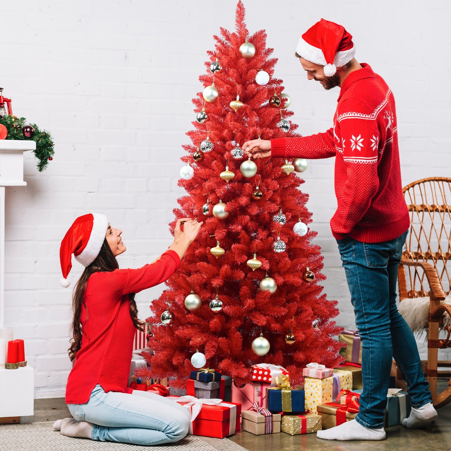 7FT Red Christmas Tree