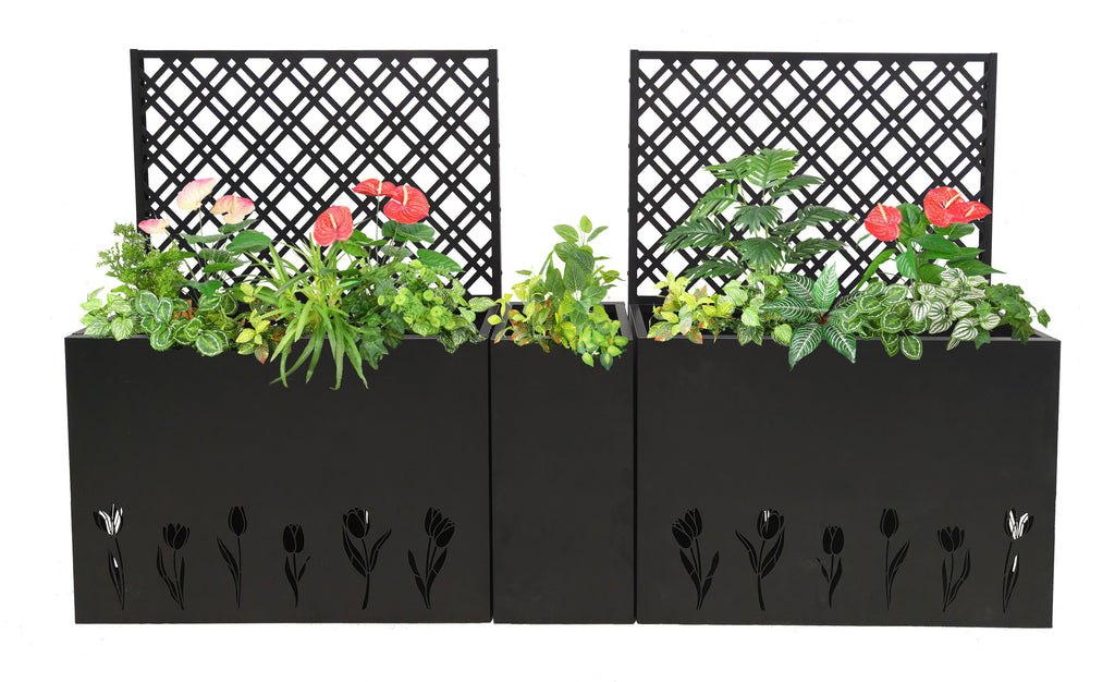 Metal Planter-Trellis Combo Set of 3