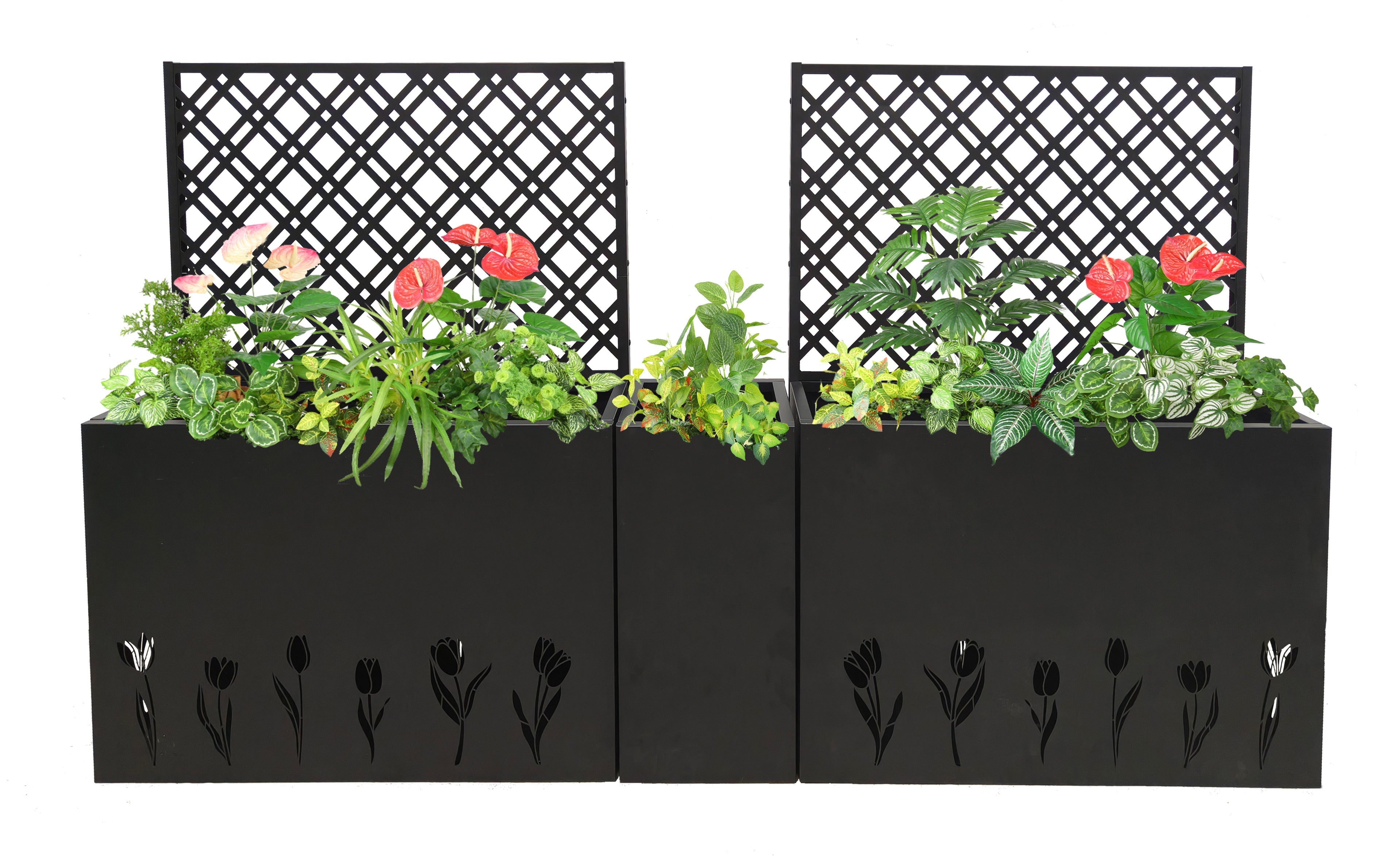 Metal Planter-Trellis Combo Set of 3