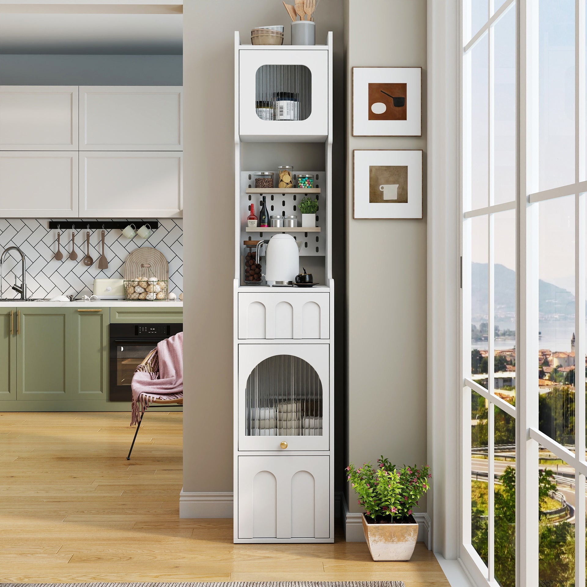 70.87" H Tall Bathroom Storage Cabinet with 1 Door and 2 Drawers