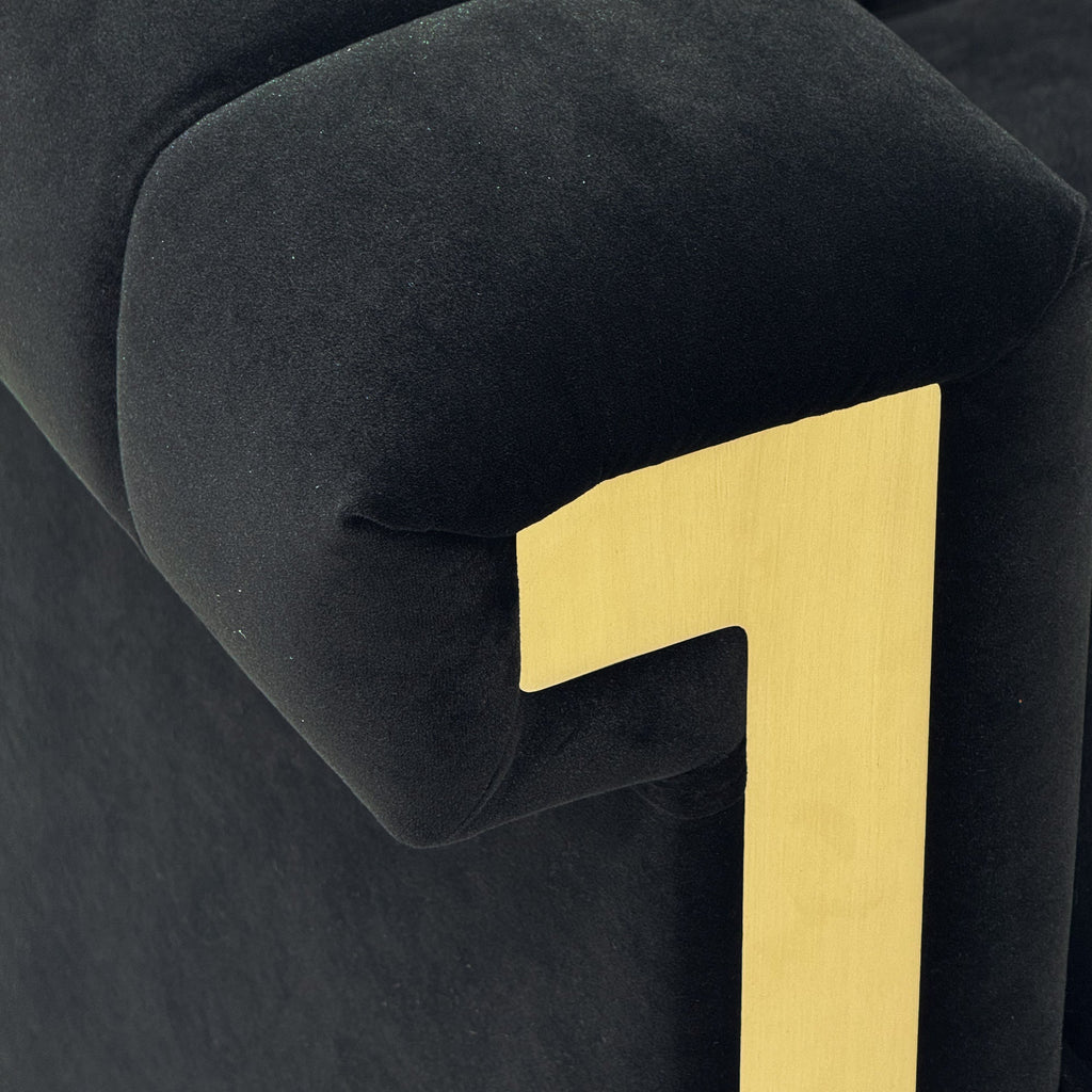 Black Velvet 2 Piece Sofa Set