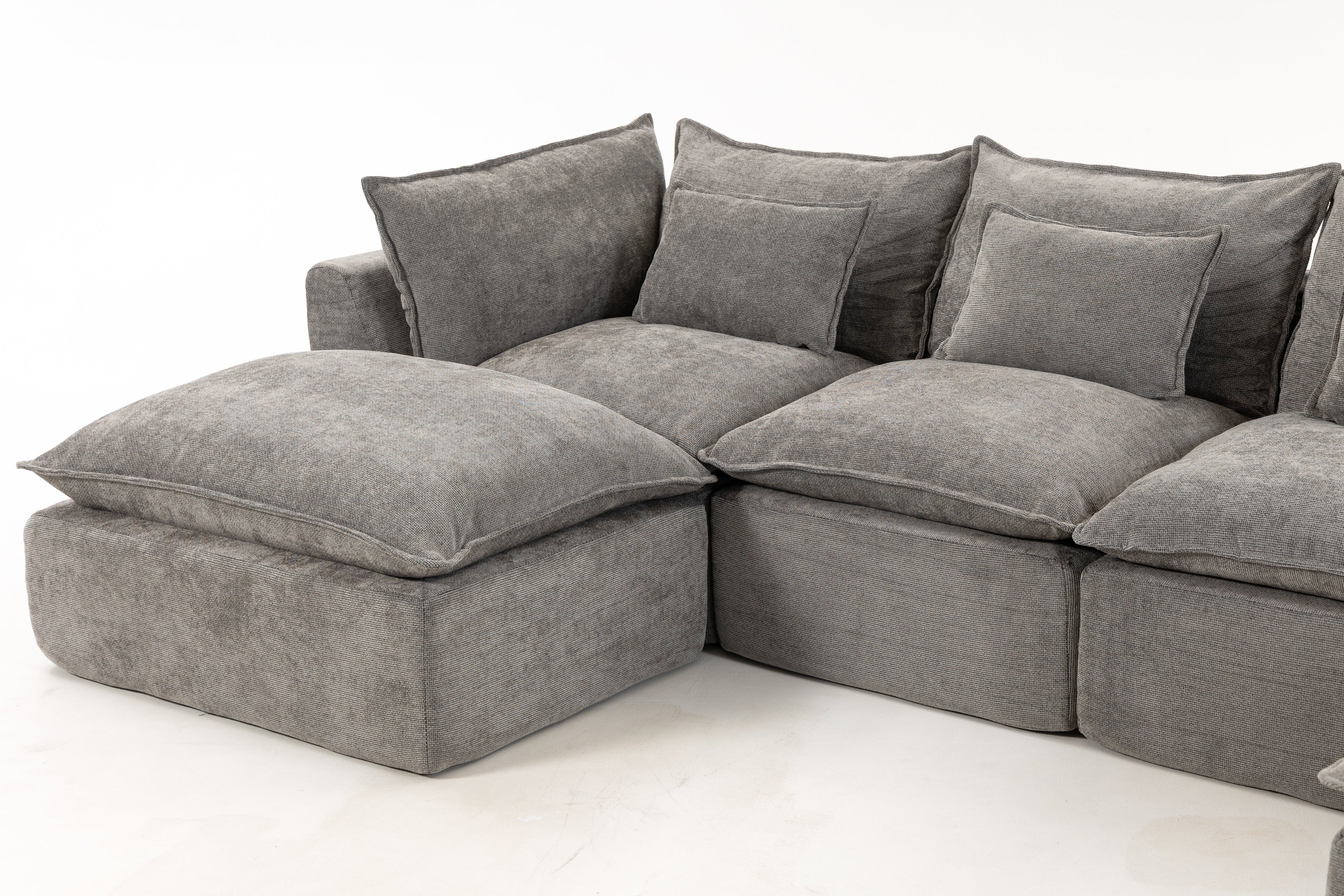 129.8" Width Modular Sectional Sofa with 2 Ottomans