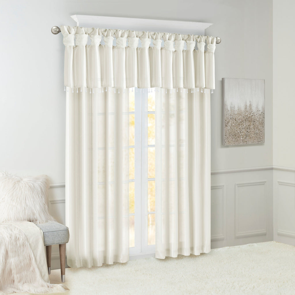 Lightweight Faux Silk Valance With Beads
