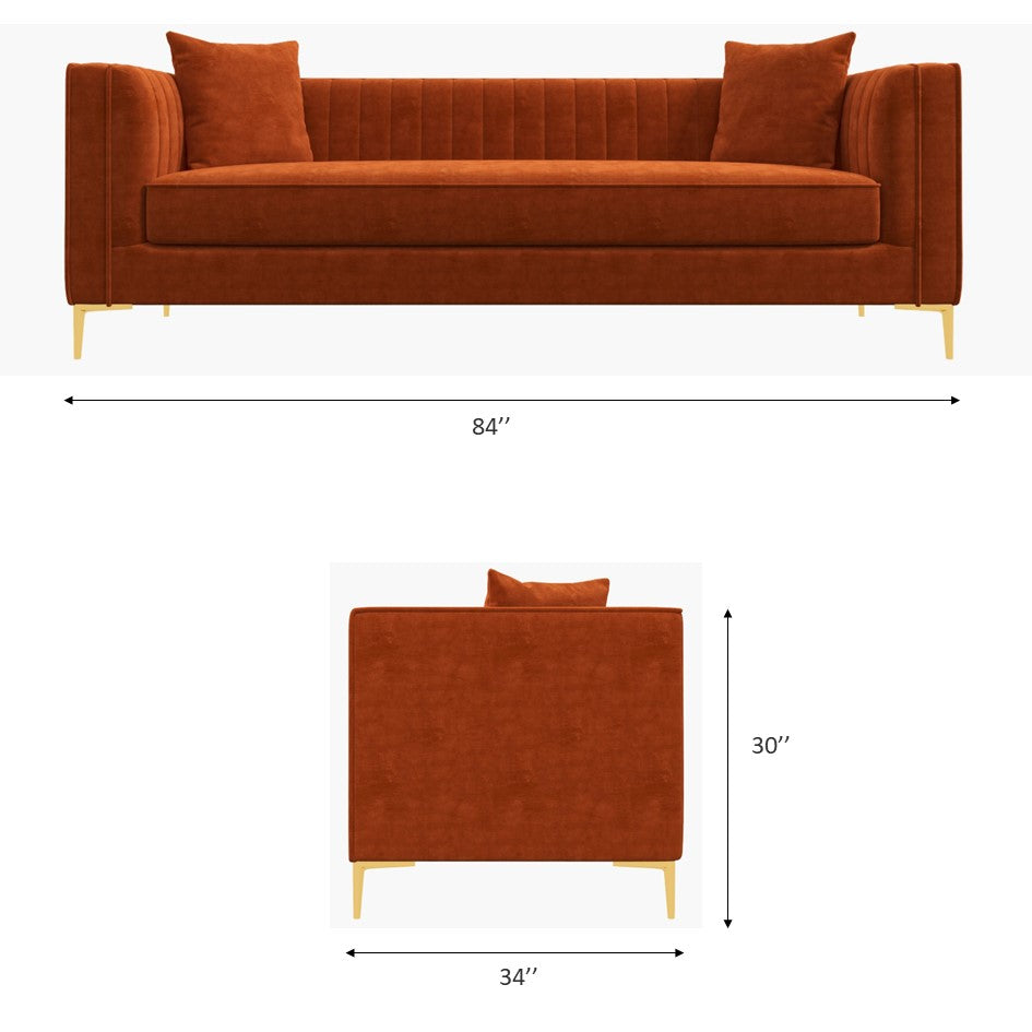Angelina Cognac PU Leather Sofa