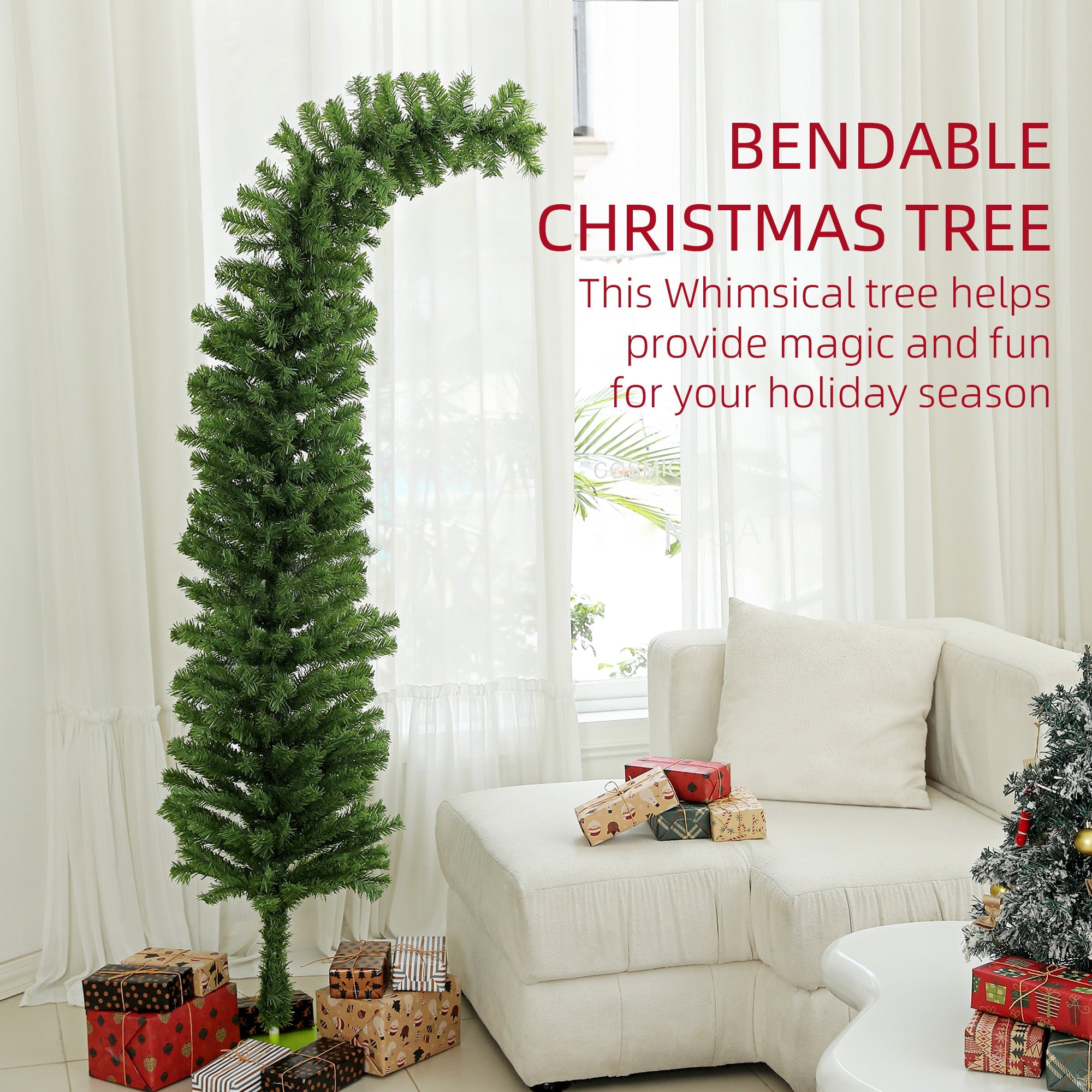 HOMCOM 6ft Whimsical Pencil Christmas Tree