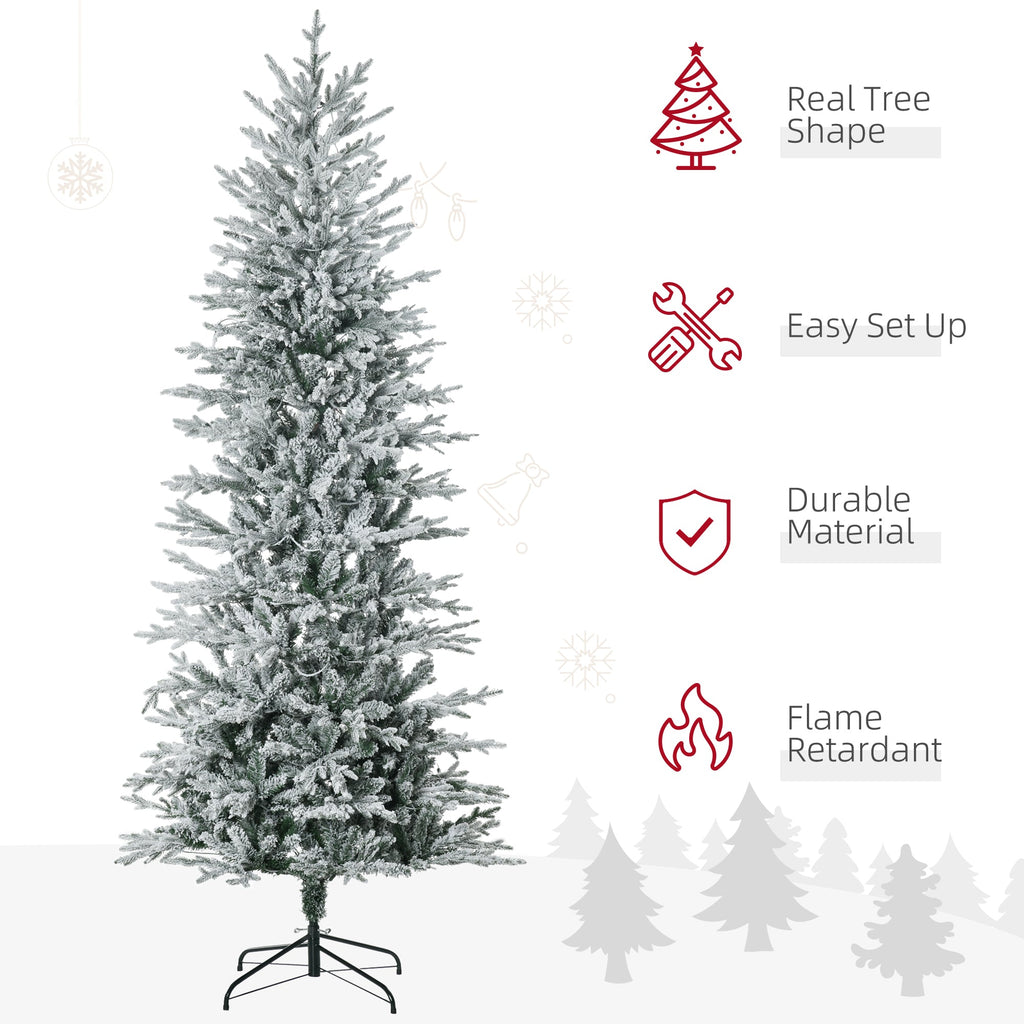 HOMCOM 7.5ft Tall Prelit Artificial Christmas Tree
