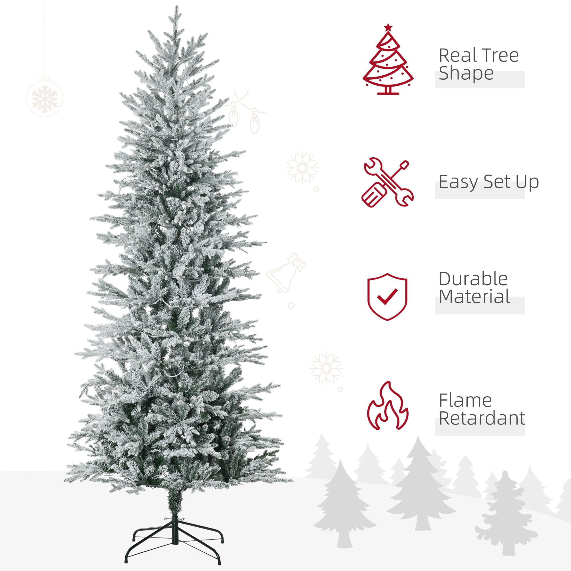 HOMCOM 7.5ft Tall Prelit Artificial Christmas Tree