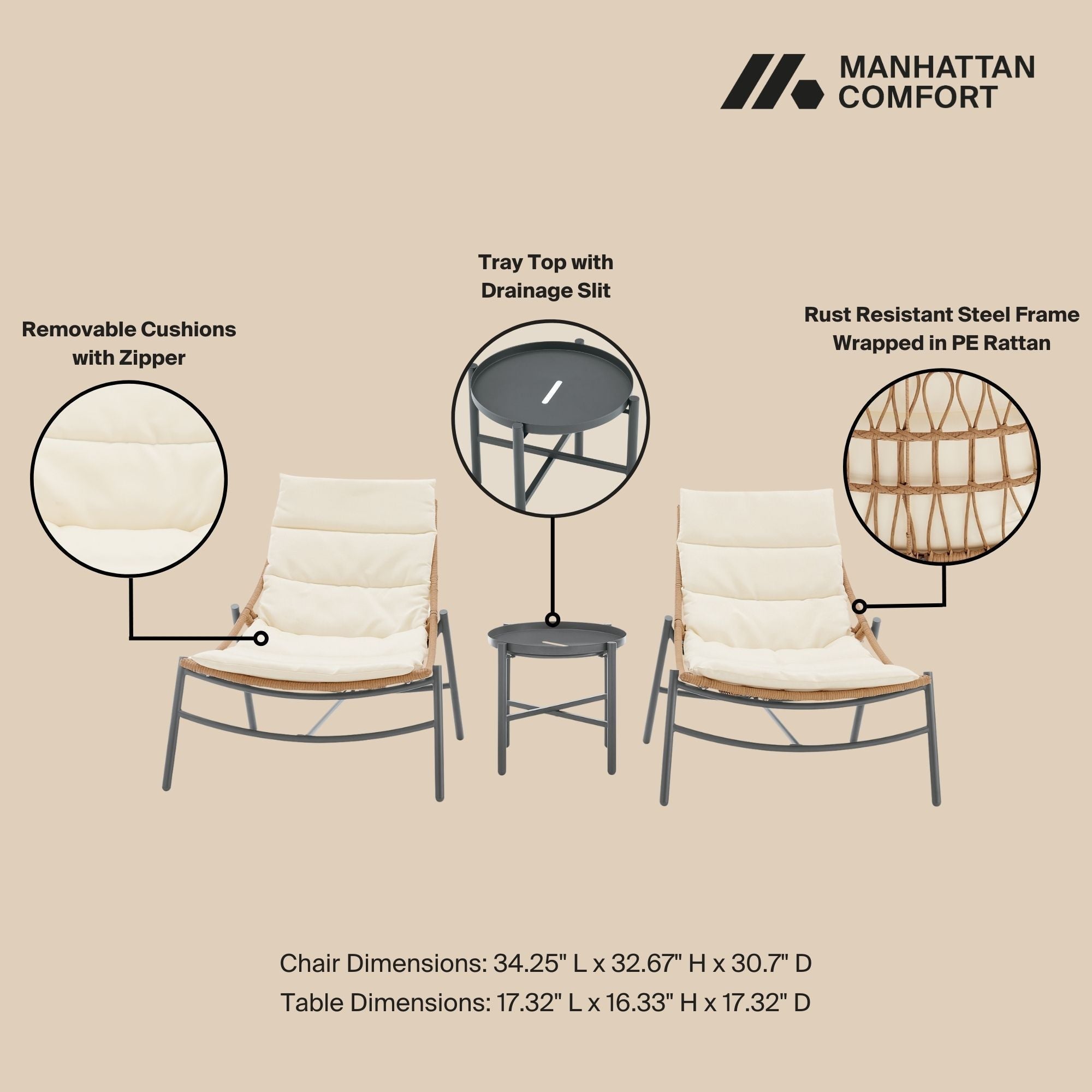 Sunset - 3 Piece Conversation Set