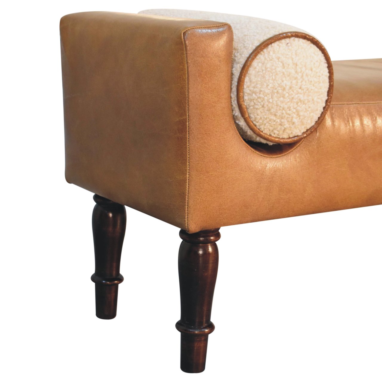 Solid Wood Chester Buffalo Bench, Upholstered