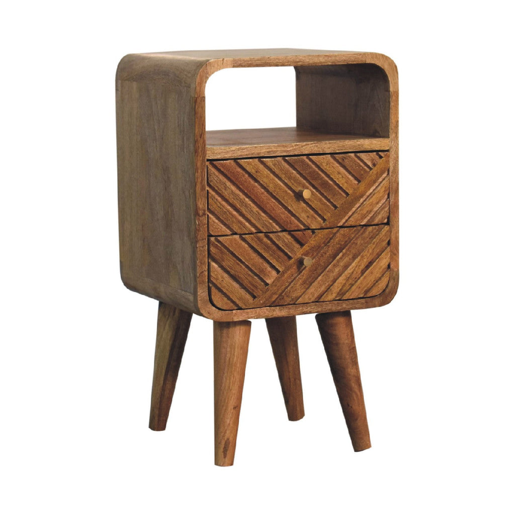 Solid Wood Mini Lille Curved Nightstand