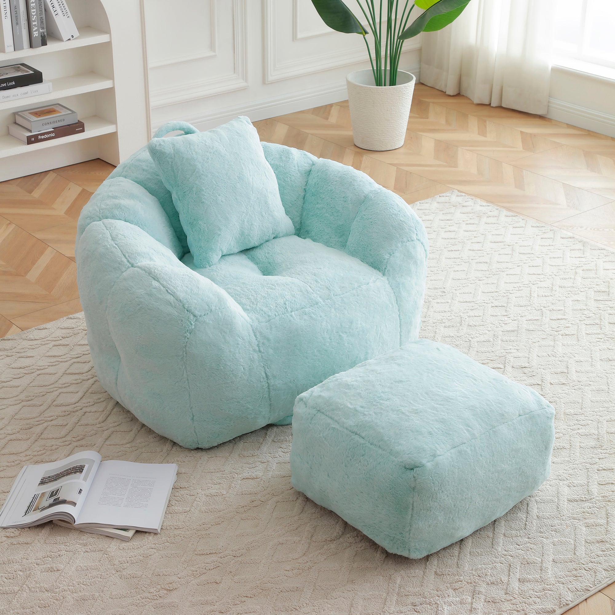 Giant Bean Bag Chair with Footstool