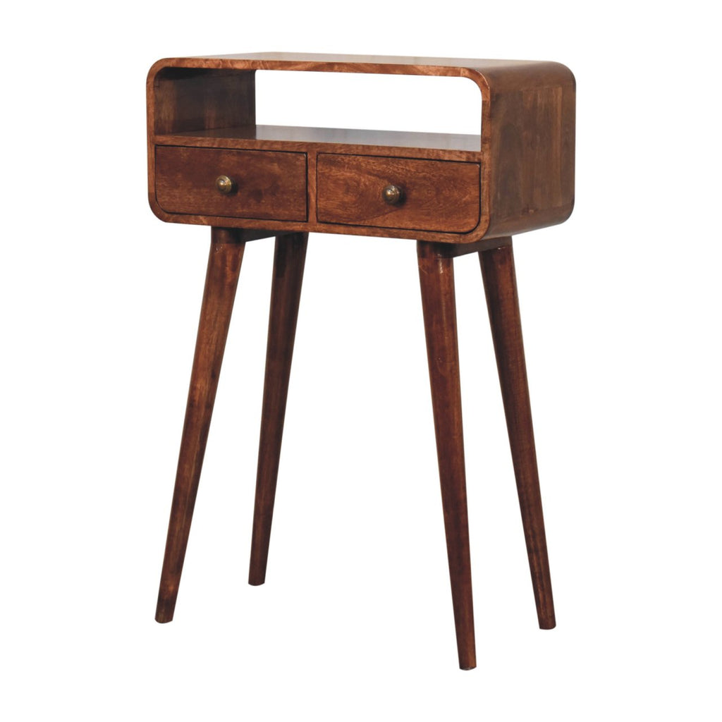 Solid Wood Mini Curved Honey Console Table